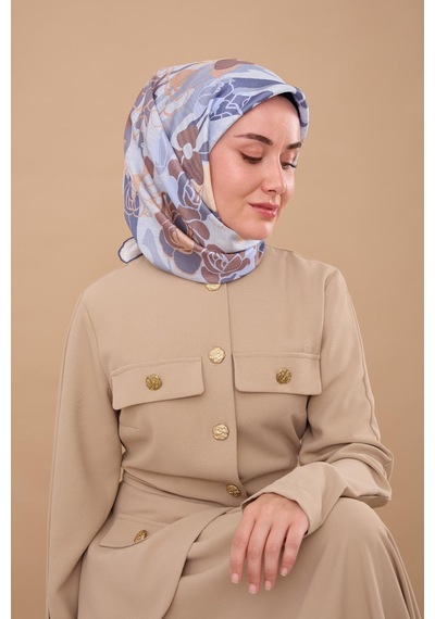 Silk Home Twill İpek Eşarp 11483-38 Buz Mavi, İndigo, Sütlü Kahve, Kahverengi, Krem