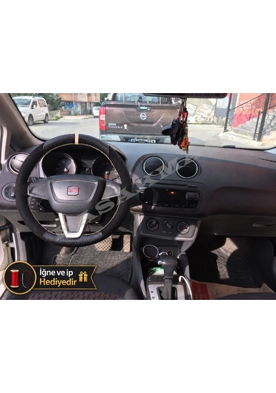 Seat Cordoba 6l Dikme Direksiyon Kılıfı Alcantara Süet Mat Karbon Bej Yüzük Ve Dikiş 2008-2009