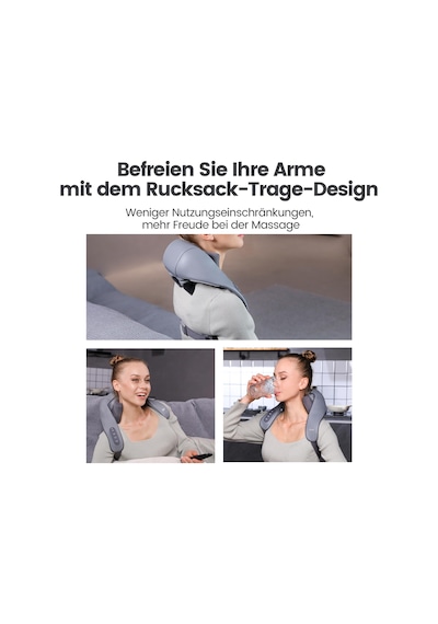 Breo N5 Mini Boyun Ve Omuz Masaj Aleti, Evde Boyun Sırt Derin Boyun Masajı İçin Isı Shiatsu Masaj Yastığı Gri, Boyut1