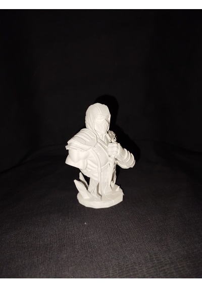 3d Baskı Sub-zero Büstü - Mortal Kombat Figürü Biblo - Boyanabilir Ham Beyaz