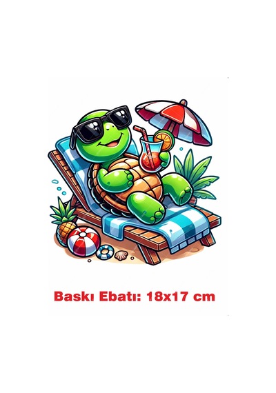 Kaplumbağa Yaz Temalı Ütü İle Yapışan Tekstil Kumaş Tişört Baskı 3370