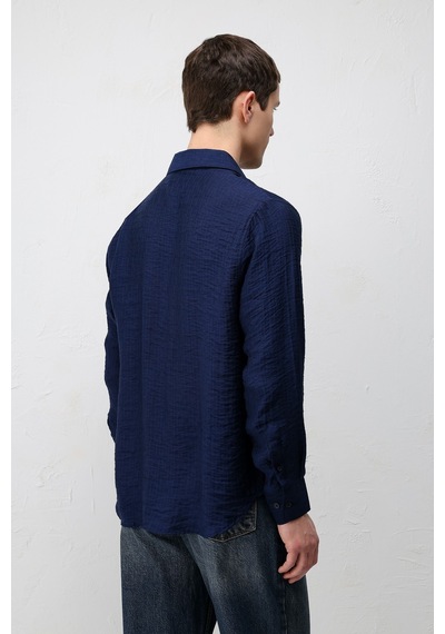 Antioch Crinkled Relax Fit Erkek Gömlek Lacivert