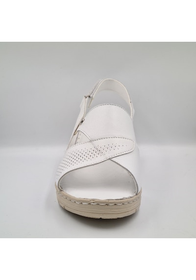 Pierre Cardin 6908 Beyaz Deri Dolgu Topuk 6cm Kadın Sandalet Beyaz