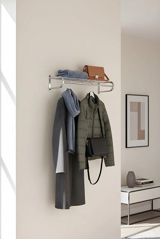 Metal Duvar Askılık Elbise Askılığı Banyo Havluluk Krom