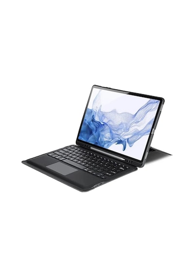 Dux Ducıs Samsung Uyumlu Galaxy Tab S8+ / S7+ / S7 Fe İçin Ayrılabilir Bluetooth Klavye Touchpad Pu Deri Kılıf- 5775 Arka Kapak