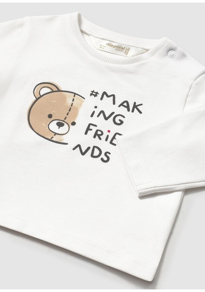 Mayoral Erkek Bebek Baskılı Sweatshirt Beyaz