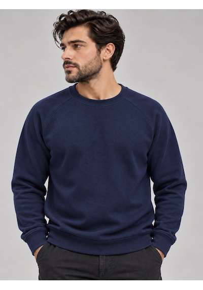 We&me Erkek Pike Kumaş Reglan Kol Bisiklet Yaka Regular Fit Sweatshirt Lacivert