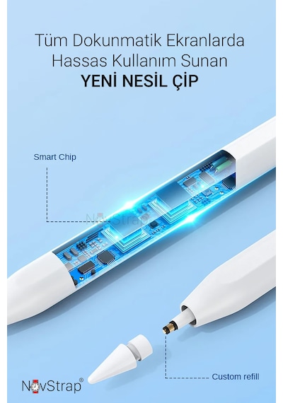 Novstrap Lenovo Tab 10l/nxtpaper/10/10s/7l/7 Lite/tabmax İle Uyumlu Dokunmatik Tablet Kalemi 3.nesil Stylus Pencil
