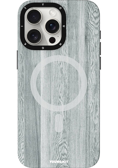 Youngkit Apple Uyumlu iPhone 15 Pro Max Kılıf Magsafe Şarj Özellikli Youngkit Ahşap Desenli Wood Forest Serisi