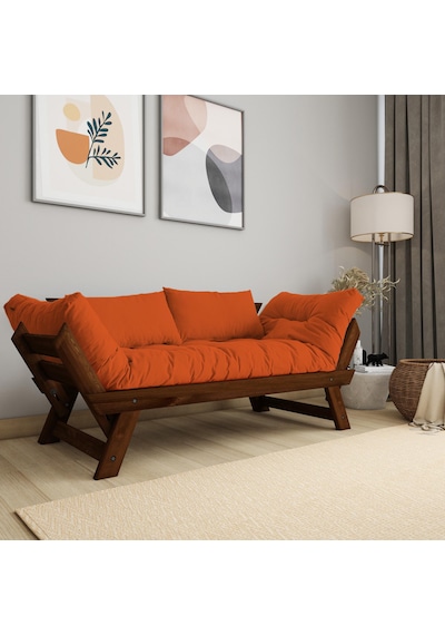 Woodesk Adalar Masif Ceviz-turuncu Renk 2li Kanepe Cpt8173-210