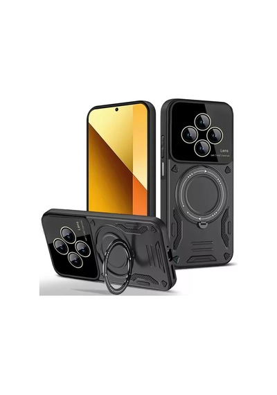 Newface Xiaomi Redmi 14c Kılıf Joy Lens Standlı Kapak - Siyah