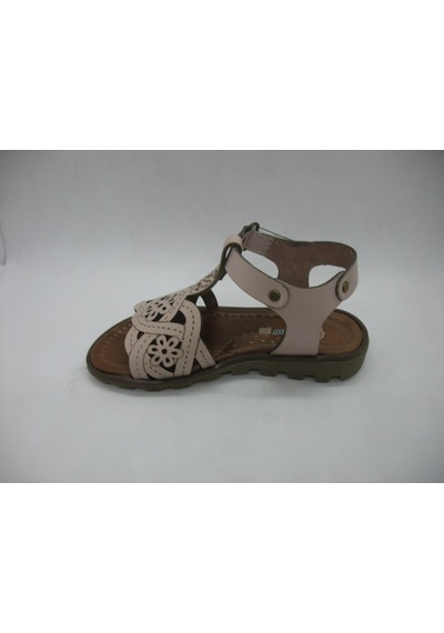 Raduno 0329 Doğal Deri , Çiçekli Kız Çocuk Pudra Sandalet 26-30 Pudra