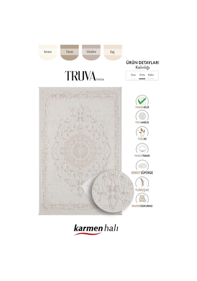 Truva Tv011a Bej Vizon Detaylı Göbekli Kalın Akrilik Tozuaz Modern Salon Halısı Yatak Odası Koridor-232 Krem - Vizon Truva Tv011a Bej Vizon Detaylı Göbekli Kalın Akrilik Tozuaz Modern Salon Halısı Yatak Odası Koridor-232 Krem - Vizon