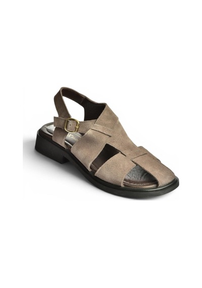 Fox Shoes Y291880002 Füme Hakiki Deri Süet Kadın Sandalet