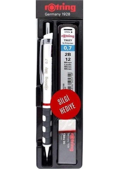 Rotring Tikky Versatil Kalem 0.7 MM Beyaz Okul Seti Uç + Silgi