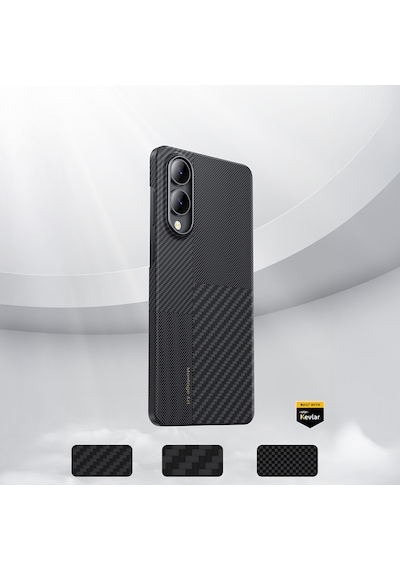 Galaxy Uyumlu S25 Edge Kılıf M-safe Şarj Özellikli Karbon Fiber Benks Montage Armorair Kevlar Kapak Siyah