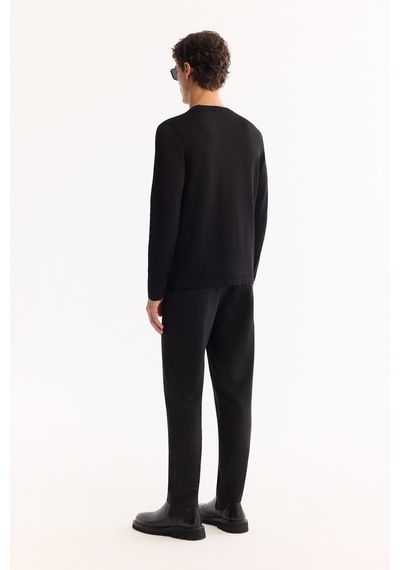 Avva Erkek Siyah Bisiklet Yaka Rayon Tüylenmeyen Regular Fit Triko Kazak A52y5001