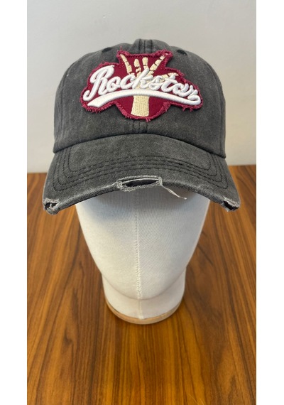 Rockstar Nakışlı Yıkamalı Eskitme Vintage Cap Şapka Füme
