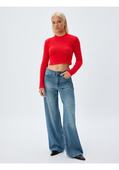 Koton Crop Triko Kazak Uzun Kollu Yuvarlak Hafif Dik Yaka Slim Fit Kırmızı 5wak30076ek Kırmızı Koton Crop Triko Kazak Uzun Kollu Yuvarlak Hafif Dik Yaka Slim Fit Kırmızı 5wak30076ek Kırmızı