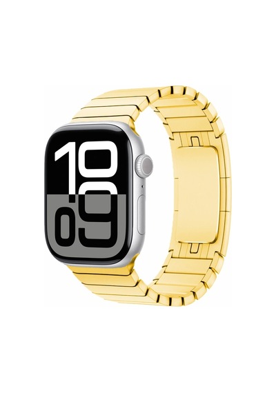 Apple Uyumlu  Watch 10 46mm Krd-35 Çizgi Tasarım Metal Kordon