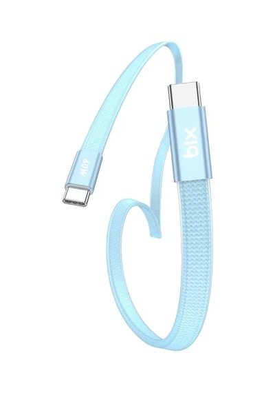 Bix Tsc2cc Type-c To Type-c 3a 60w 480mbps Örgülü Ve Şeffaf Silikonlu Hızlı Şarj Ve Data Kablosu 1 Metre Mavi 99522723