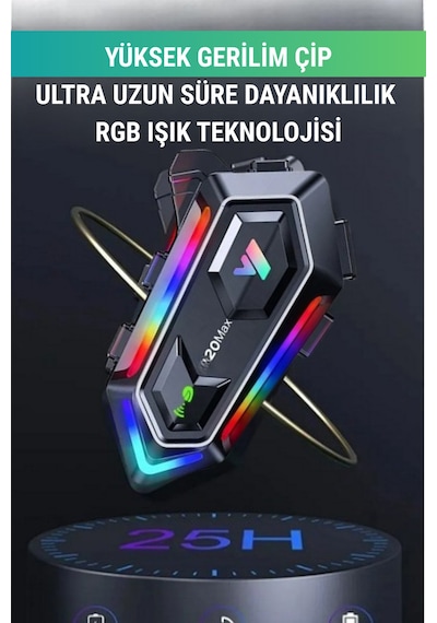 Y20 Max Telsiz Özellikli İki Kişi Bağlantılı 5.3 Motosiklet Kask Kulaklık Rgb Motorsiklet Interkom