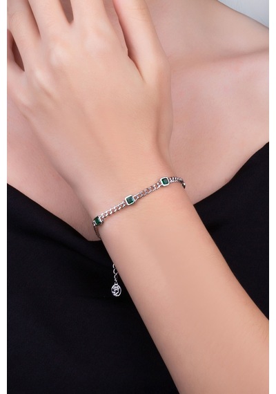 Arianna 18 Ayar Beyaz Altın Kaplama 19 Cm Gümüş Zincir Bileklik