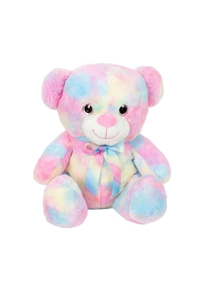 Gökkuşağı Renkli Peluş Ayı 45 Cm Açık Gri