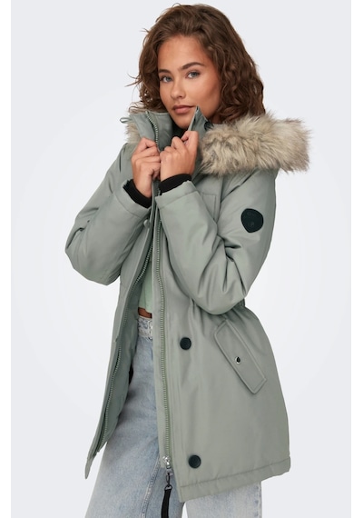 Only Kapüşonlu Yeşil Kadın Parka 15304625 001