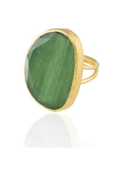 Kadir Jewellery 22 Ayar Altın Kaplama Kadın Fosil Taşlı Yüzük Yeşil 54266821