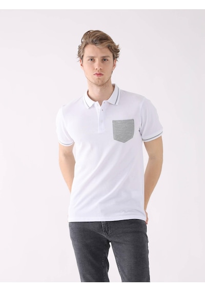 Dufy Beyaz Erkek Slim Fit Polo Yaka Tshirt - 82801 Beyaz