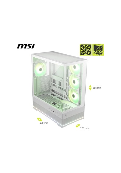 Mag Pano 110r Pz White Mid-tower Oyun Bilgisayarı Kasası 400 Mm Uzunluğa Kadar Gpu'ları Katkı Sağlar, Çı