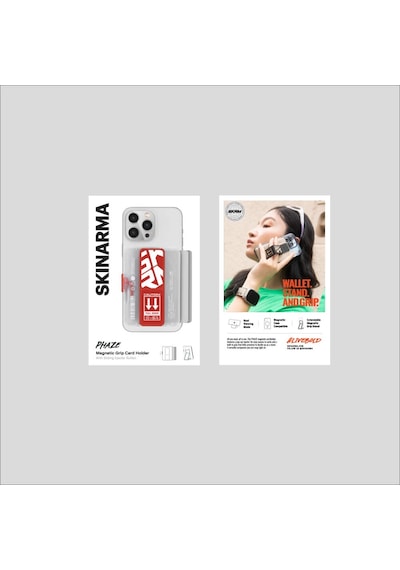 Skinarma Phaze Magsafe Şarj Özellikli Buton Tasarımlı Kavrama Standlı Kartlık Siyah
