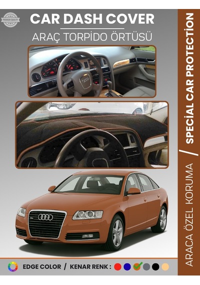 Audı A6 2005-2011 Torpido Örtüsü Ön Göğüs Koruma Torpido Koruma Araca Özel Kaymaz Kolay Montaj Kahverengi