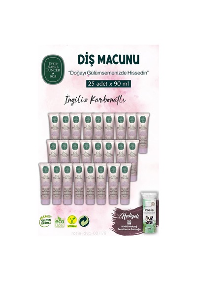 25 Adet Diş Macunu 90 Ml, İngiliz Karbonatı Ve Rosıe Beyazlık