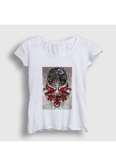 Presmono Kadın The Link Gojira T-shirt Beyaz