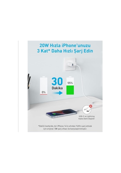 Anker 312 A2348 20 W Hızlı Şarj Cihazı Beyaz