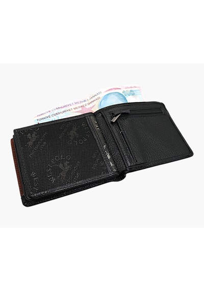 Westpolo Hakiki Deri Kağıt Para Ve Bol Kart Bölmeli Slim Unisex Cüzdan - Siyah-g2 Taba Siyah-cr G2 Taba