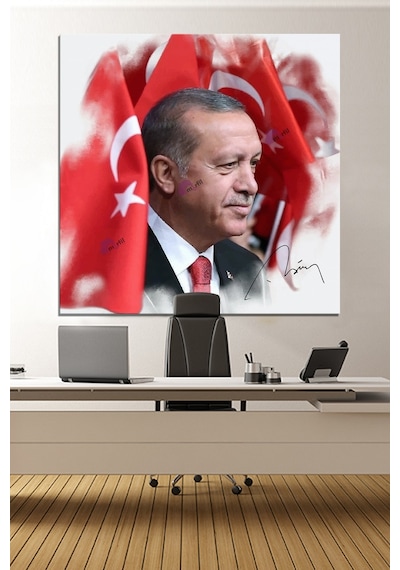 Recep Tayyip Erdoğan Yağlıboya Efektli Başkan Erdoğan Rte Kanvas Tablo 7 Farklı Ölçü