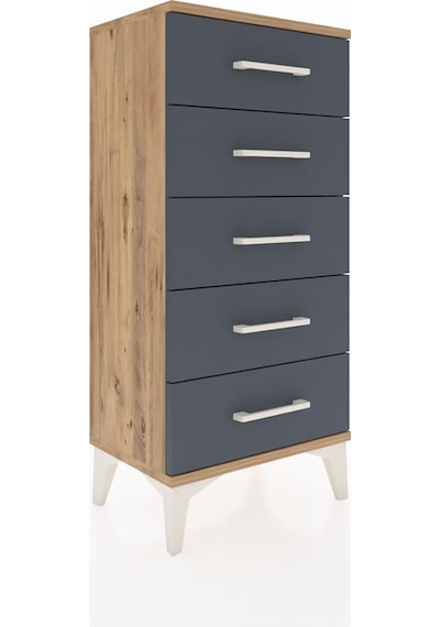 Arges Komodin 5 Çekmeceli 44x30x96 Çam-antrasit Atlas Çam