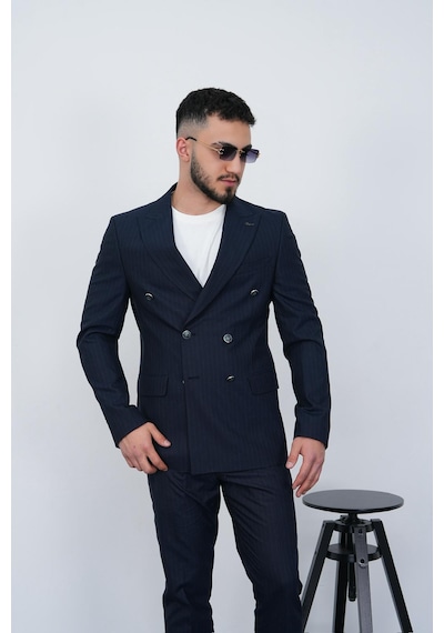 Dupont Classics Dupont Slim Fit Sivri Yaka 6 Drop Çift Yırtmaç Çizgili Viskon Kruvaze Erkek Takım Elbise Açık Lacivert Dupont Classics Dupont Slim Fit Sivri Yaka 6 Drop Çift Yırtmaç Çizgili Viskon Kruvaze Erkek Takım Elbise Açık Lacivert