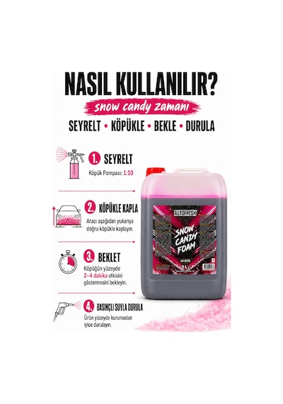 Snow Foam 5 Litre Pembe Köpük Oto Şampuanı İle 2 Litre Köpük Pompası - Araç Yıkama Temizlik Seti