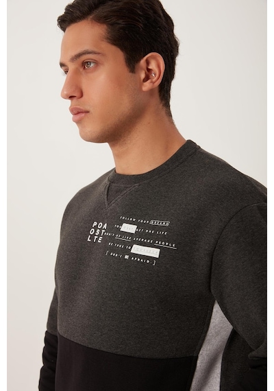 Polostate Erkek Çift Renk Sweatshirt Siyah
