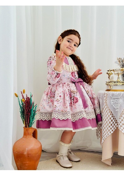 H L Y Karol Tasarım Pembe Royal Vintage Kız Bebek Elbise,doğum Günü Elbise,fotoğraf Çekim Elbise,0-12 Yaş Uygun Pembe