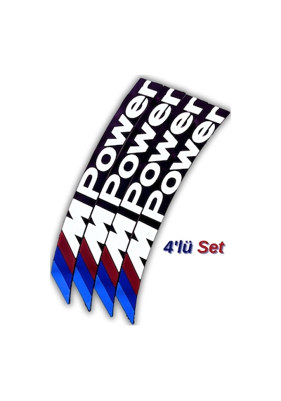 M-power 3d Otomobil Jant Lastik Yazısı Sticker Arma Şerit Motosiklet - 4'lü Set