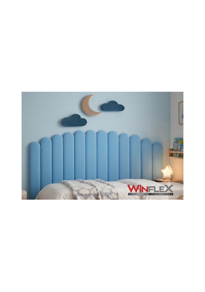 Winflex Yatak Başlık Ay Ve Bulut Set Dekorasyon Panel 180cm-turkuaz 180 CM