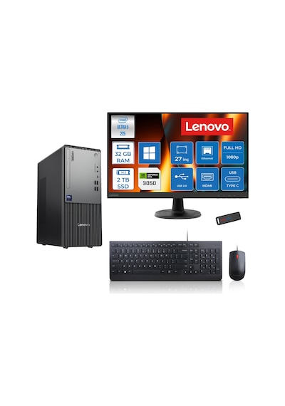 Lenovo ThinkCentre Neo 50T Gen 6 13BD007UTR2723H14 Ultra 5 225 32 GB 2 TB SSD RTX3050 27" W11H Masaüstü Bilgisayar + USB Bellek
