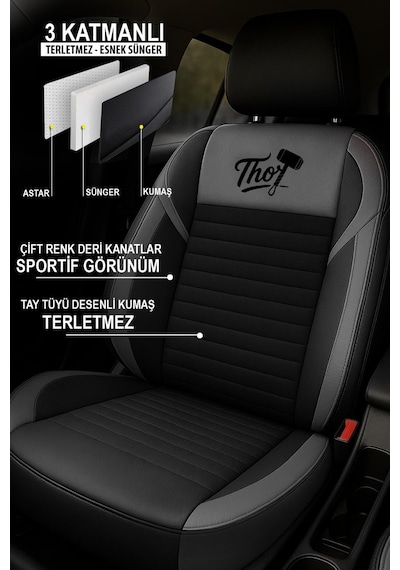 Thor Tay Tüyü Oto Koltuk Kılıfı Opel-corsa-astra-vecta Uyumlu Gri