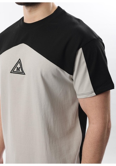 Madmext Siyah Overfit Garnili Erkek T-shirt E7104 Siyah