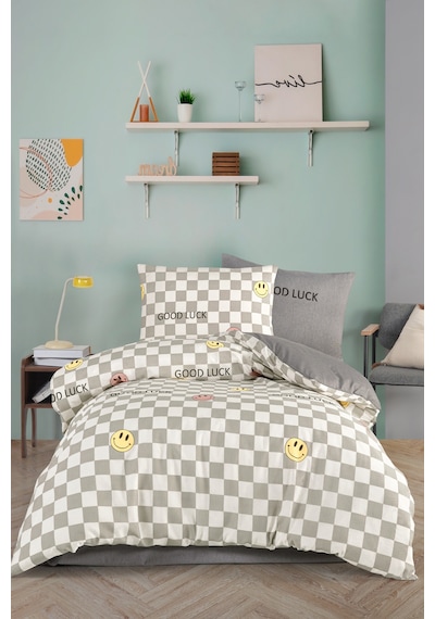 Eponj Home Kolay Ütülenir Nevresim Takımı Tek Kişilik Good Luck Gri Gri